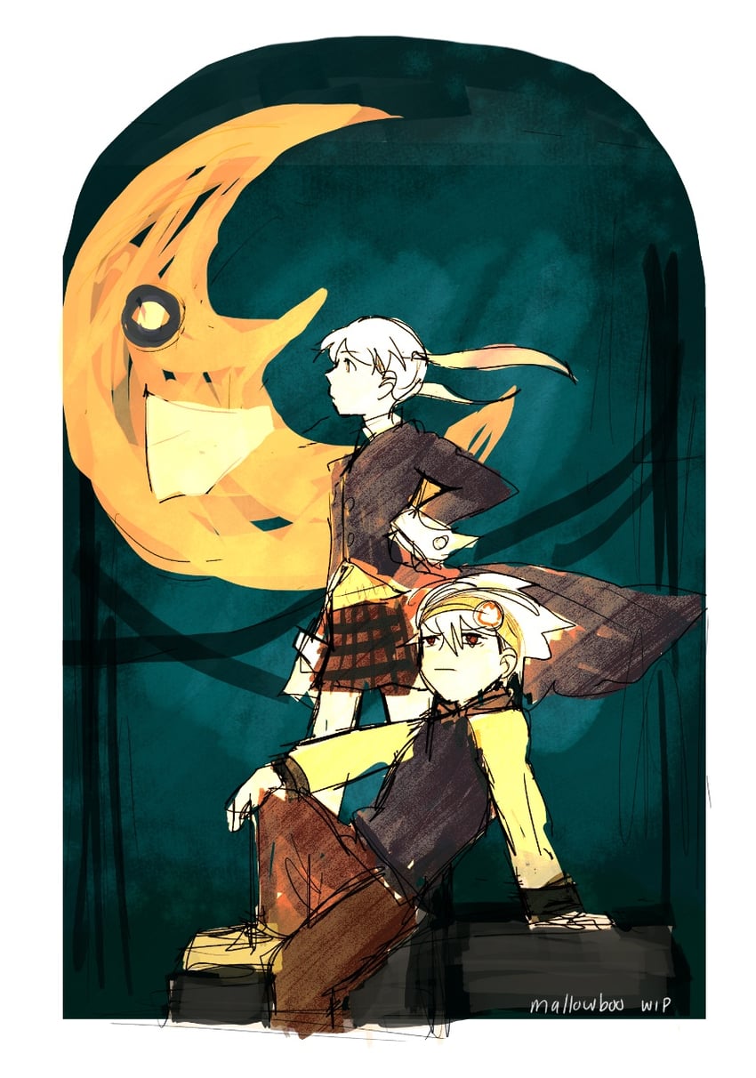 maka albarn and soul evans (soul eater) drawn by mallowboo