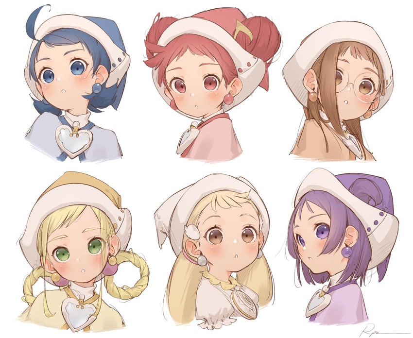 harukaze doremi, segawa onpu, fujiwara hazuki, senoo aiko, makihatayama hana, and 1 more (ojamajo doremi) drawn by ryota_(ry_o_ta)