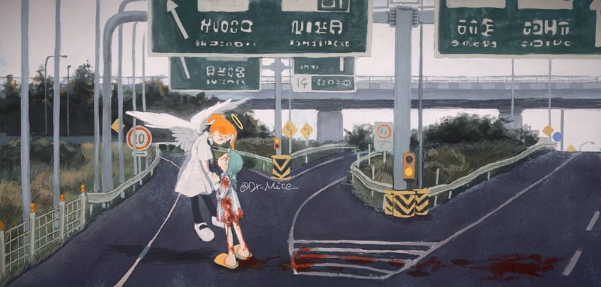 inkling player character, inkling girl, octoling player character, and octoling girl (splatoon) drawn by dr_mice