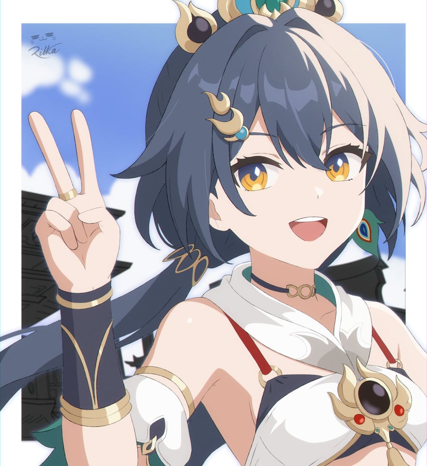 yunli (honkai and 1 more) drawn by rikka_(rikkaarts)