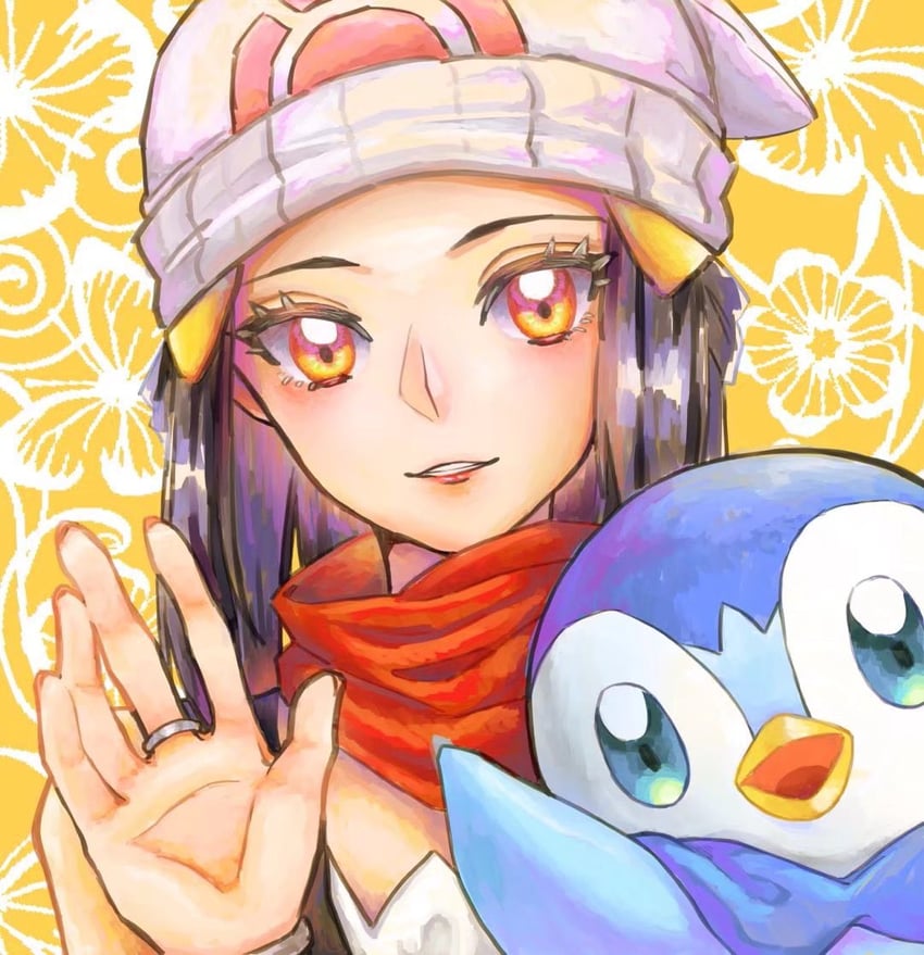 dawn and piplup (pokemon and 1 more) drawn by ayan_ip