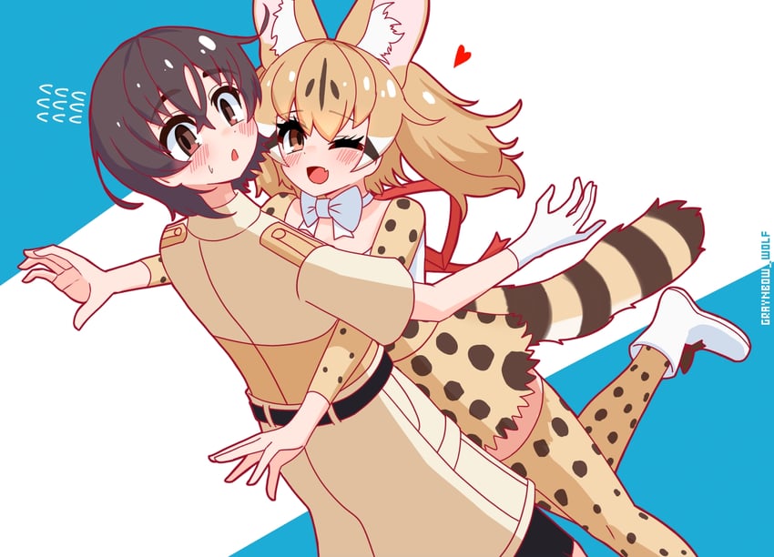 captain and large-spotted genet (kemono friends and 1 more) drawn by nijiiro_(graynbow_wolf)
