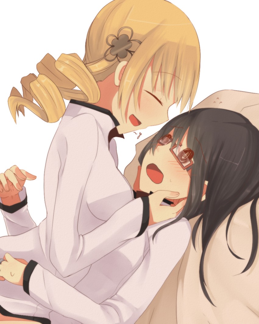 akemi homura and tomoe mami (mahou shoujo madoka magica) drawn by hinagi_(fox_priest)