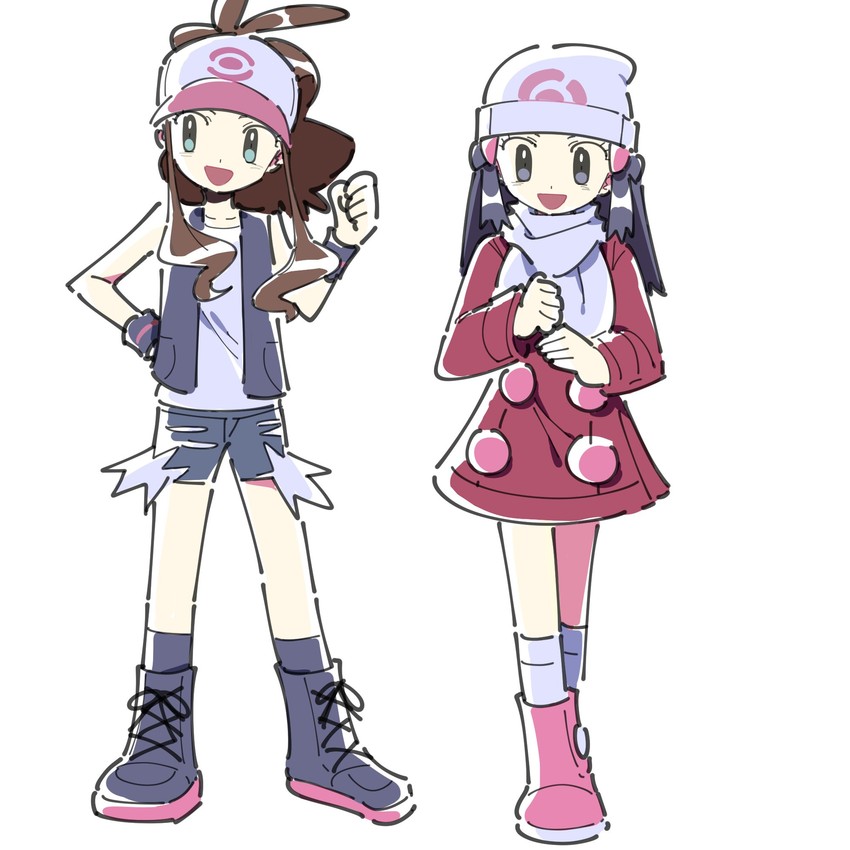 dawn and hilda (pokemon and 3 more) drawn by dawnlover_01
