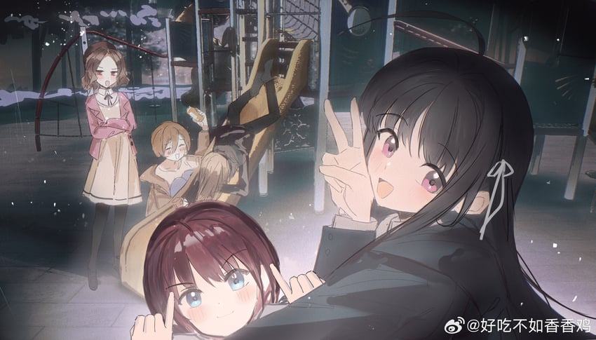 iseri nina, kawaragi momoka, awa subaru, ebizuka tomo, and rupa (girls band cry) drawn by axleaki