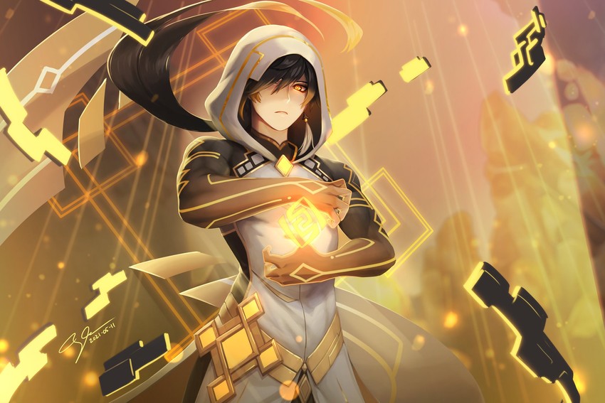zhongli (genshin impact) drawn by nancy_teeple