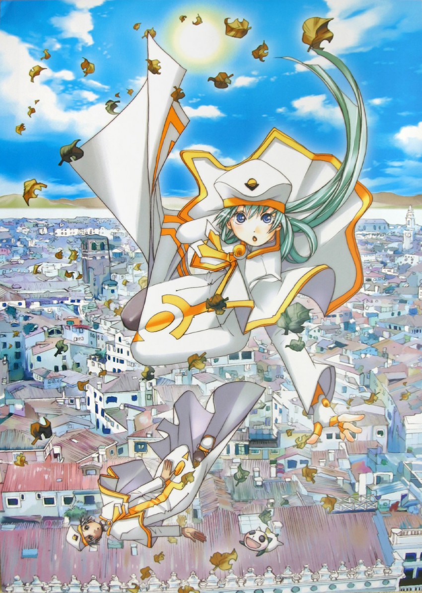 alice carroll, athena glory, and president maa (aria) drawn by amano_kozue