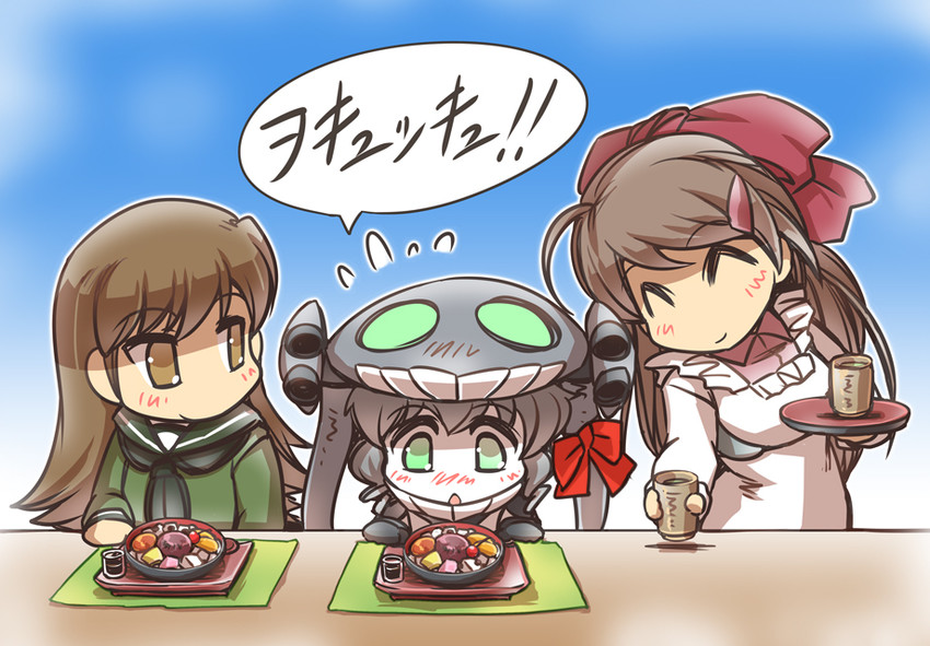 ooi, wo-class aircraft carrier, and mamiya (kantai collection) drawn by hisahiko