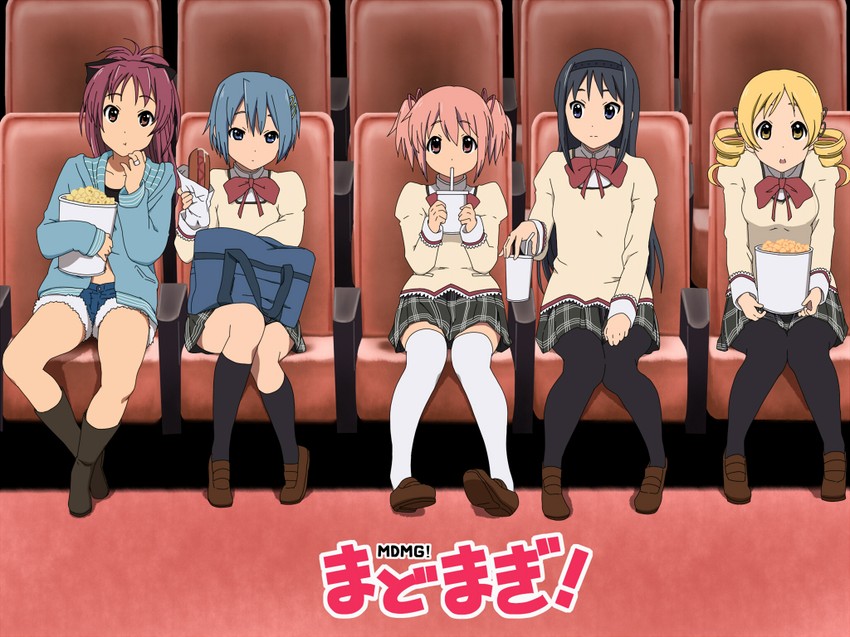 akemi homura, kaname madoka, miki sayaka, sakura kyoko, and tomoe mami (mahou shoujo madoka magica and 1 more) drawn by shirosato