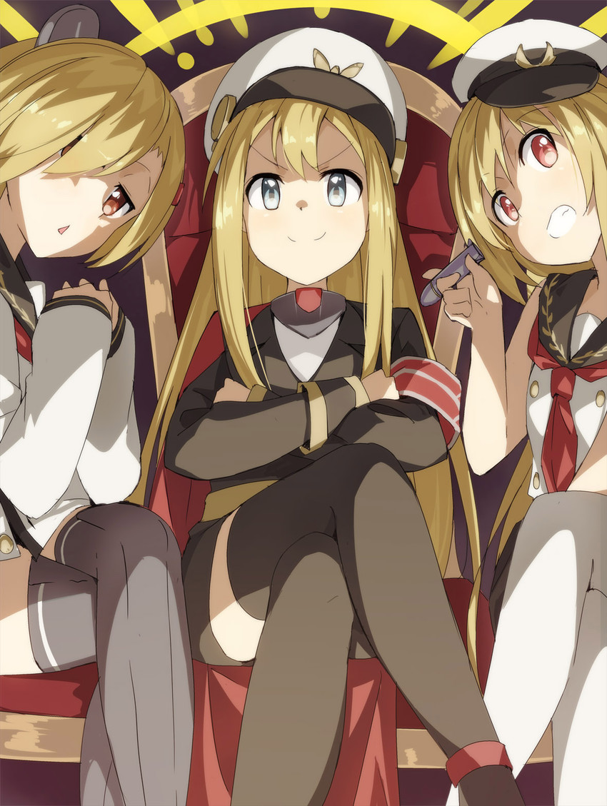 graf spee, admiral scheer, and deutschland (warship girls r) drawn by tomato_(lsj44867)