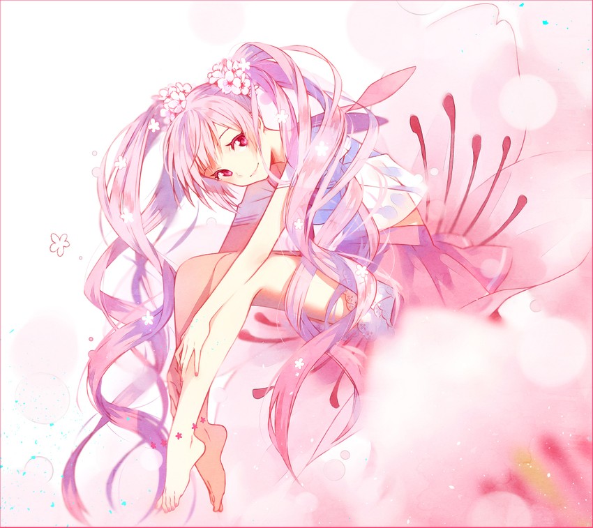 hatsune miku and sakura miku (vocaloid) drawn by hakusai_(tiahszld)