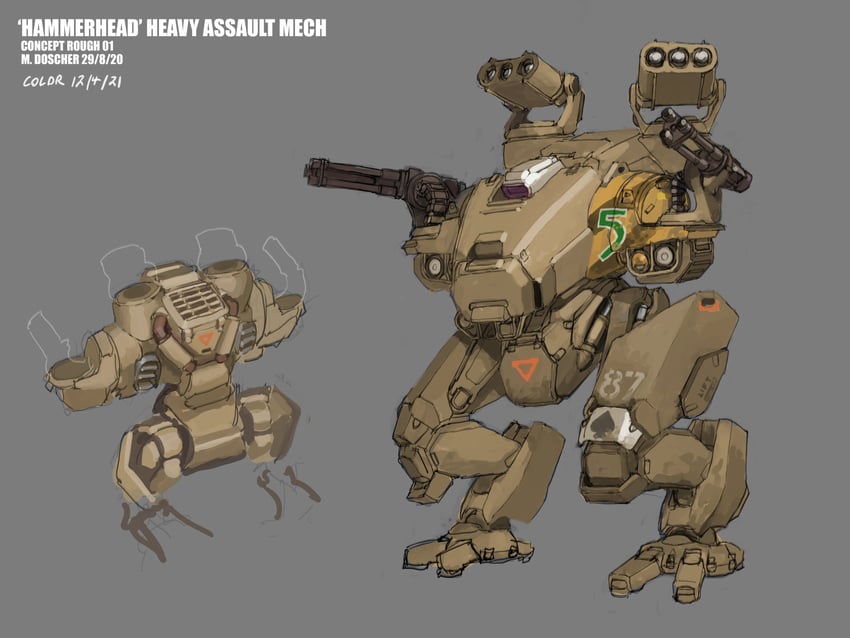 hammerhead heavy assault mech (original) drawn by mike_doscher