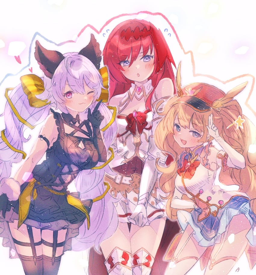 monika weisswind, godsworn alexiel, and satyr (granblue fantasy) drawn by misiaaa19