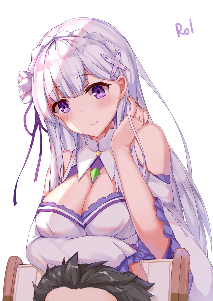 emilia and natsuki subaru (re:zero kara hajimeru isekai seikatsu) drawn by watchdog_rol_(y1104280730)