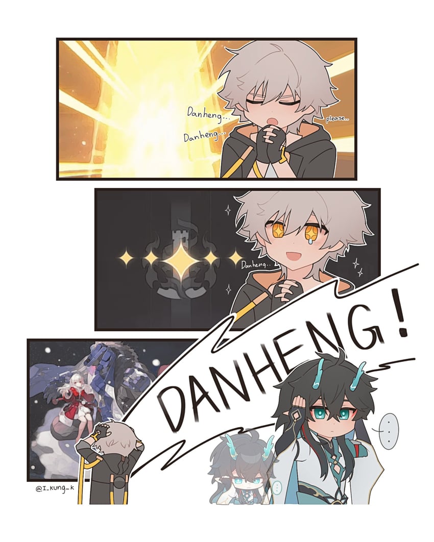 trailblazer, caelus, dan heng, clara, and svarog (honkai and 1 more) drawn by i_kung_k