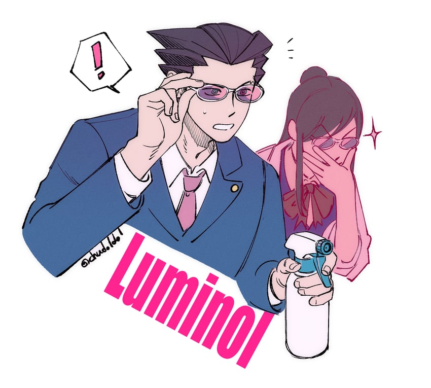 phoenix wright and ema skye (ace attorney and 1 more) drawn by yon13498812