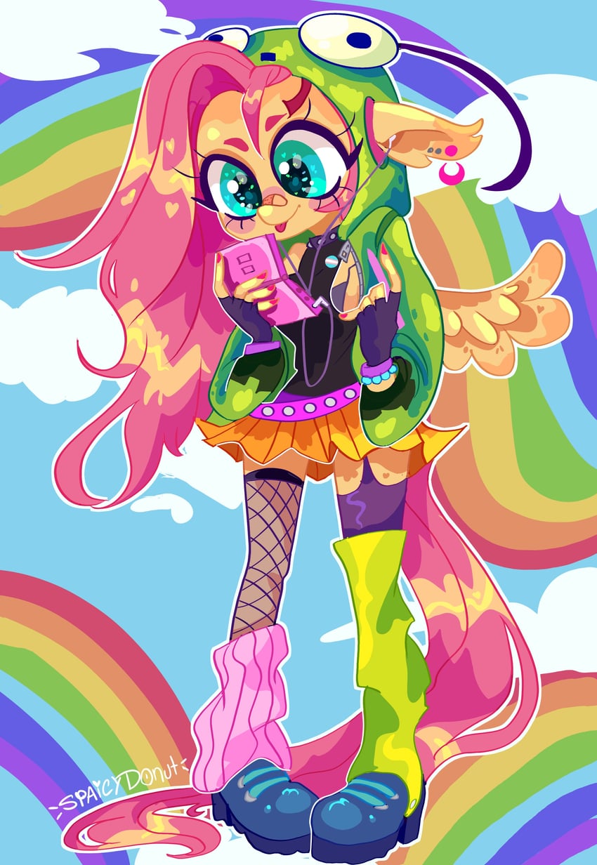 fluttershy and gir (my little pony and 5 more) drawn by spaicydonut