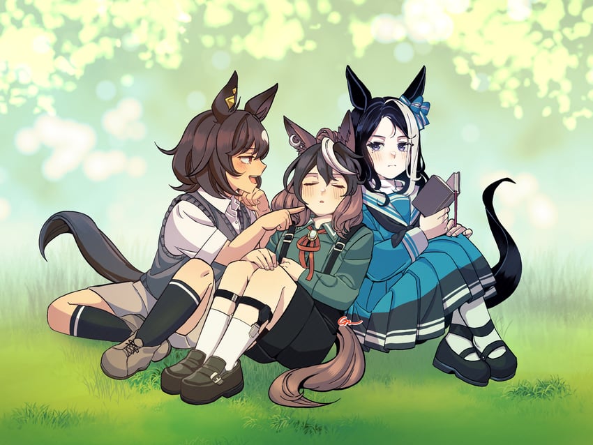 symboli rudolf, sirius symboli, and mejiro ramonu (umamusume) drawn by gaman