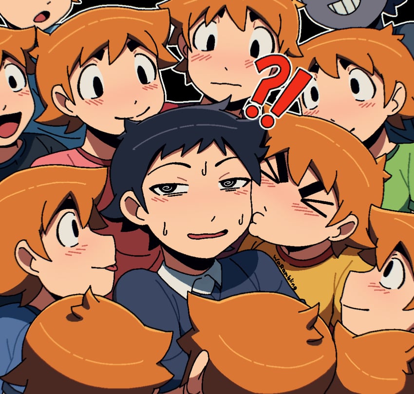 scott pilgrim, wallace wells, and nega scott (scott pilgrim and 1 more) drawn by warambling