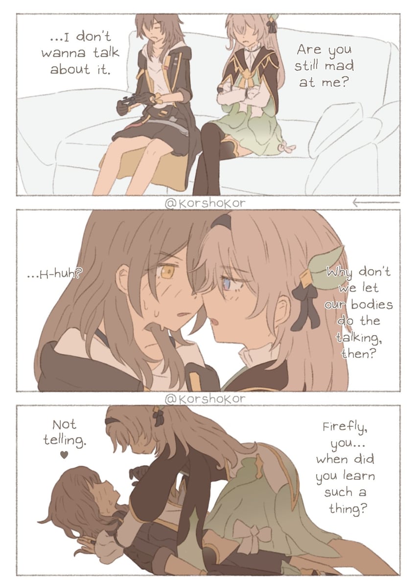 trailblazer, firefly, and stelle (honkai and 1 more) drawn by korshokor