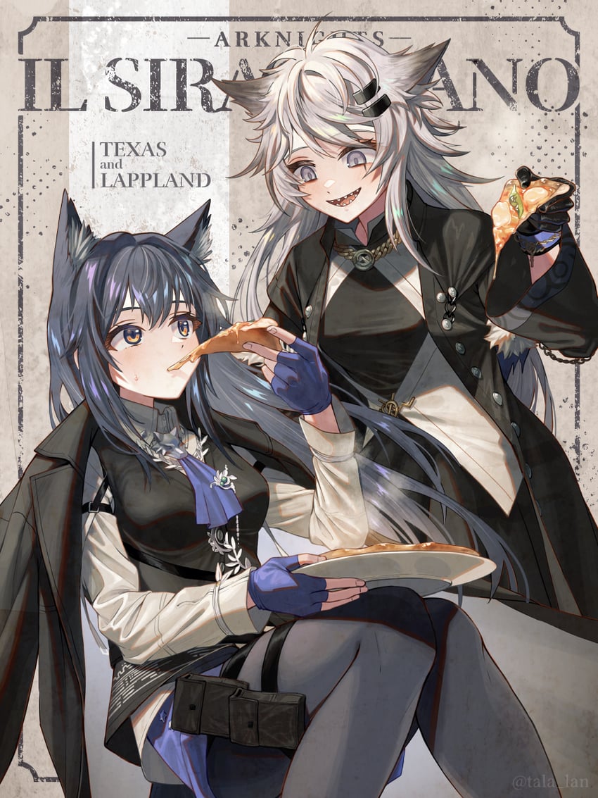 texas, lappland, and texas the omertosa (arknights) drawn by tanagawa_makoto