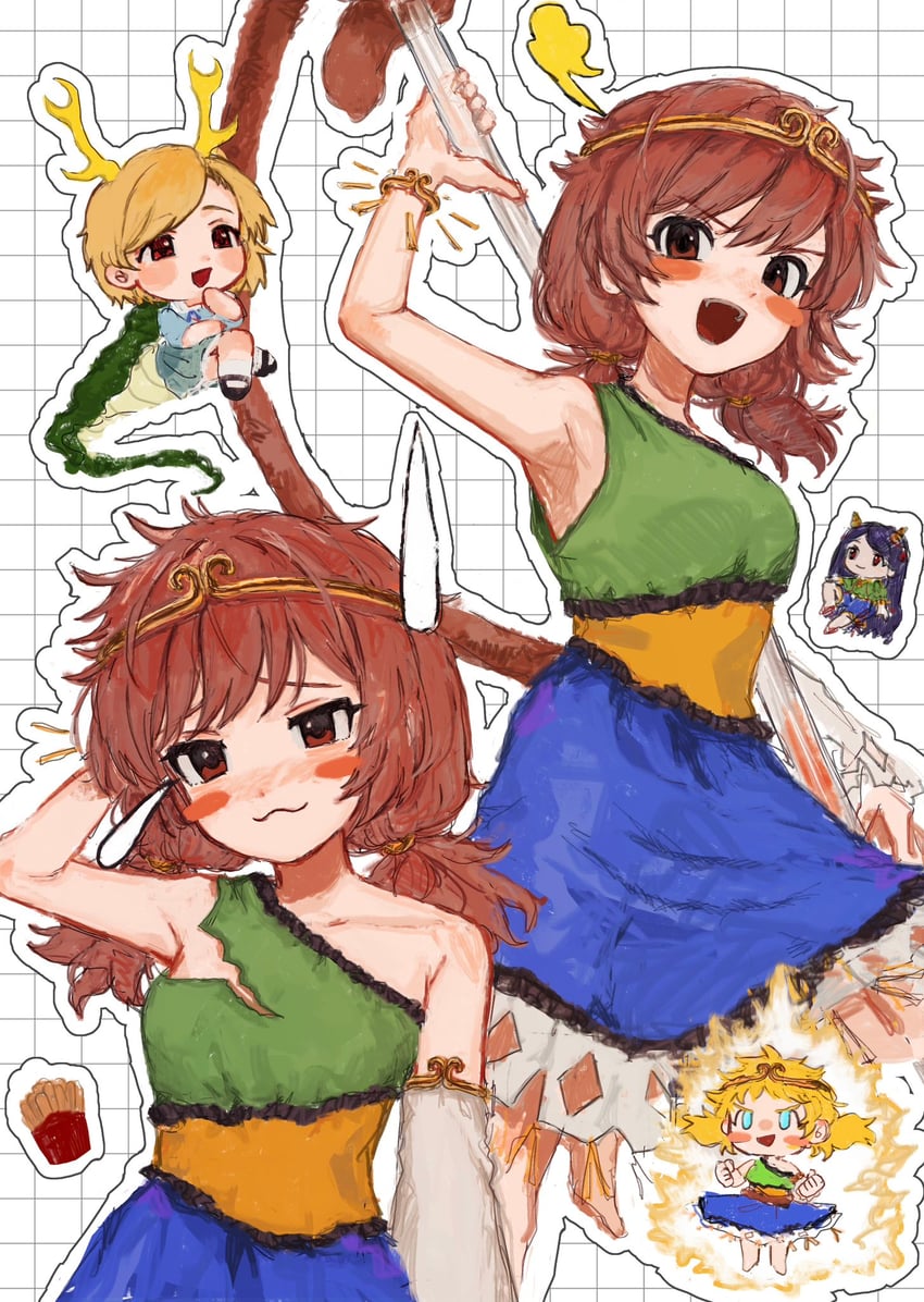 kicchou yachie, son biten, and nippaku zanmu (touhou and 3 more) drawn by b_nosk101