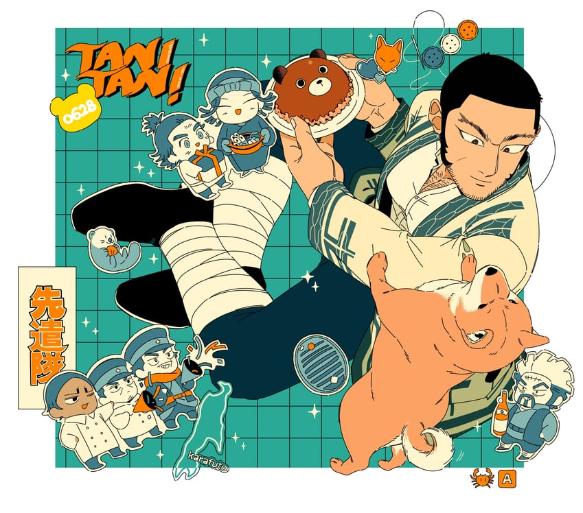sugimoto saichi, tanigaki genjirou, tsukishima hajime, koito otonoshin, inkarmat, and 3 more (golden kamuy) drawn by buffalo723
