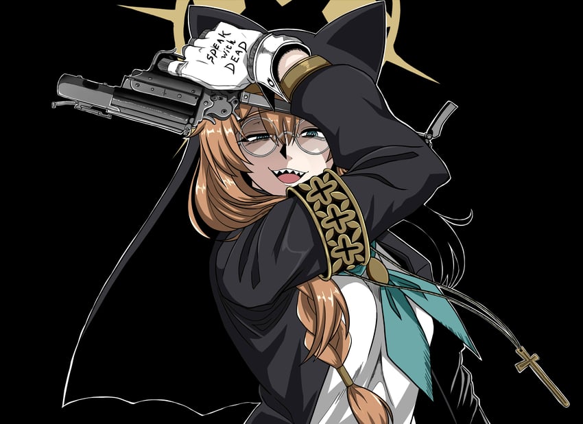 mari and integra hellsing (blue archive and 1 more) drawn by rakku_(10219563)