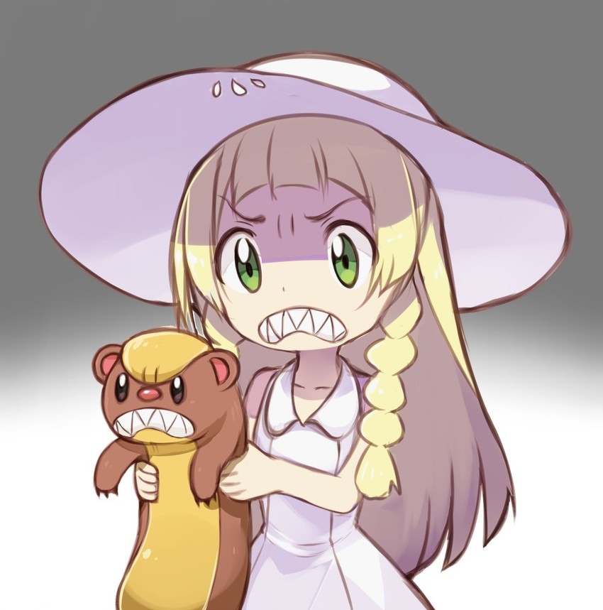 lillie and yungoos (pokemon and 1 more) drawn by sukemyon