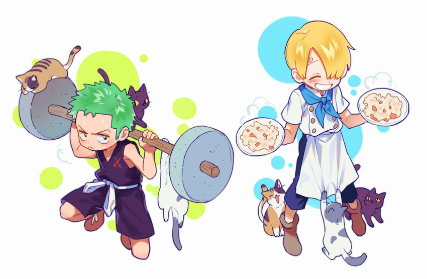 roronoa zoro and sanji (one piece) drawn by qin_(7833198)