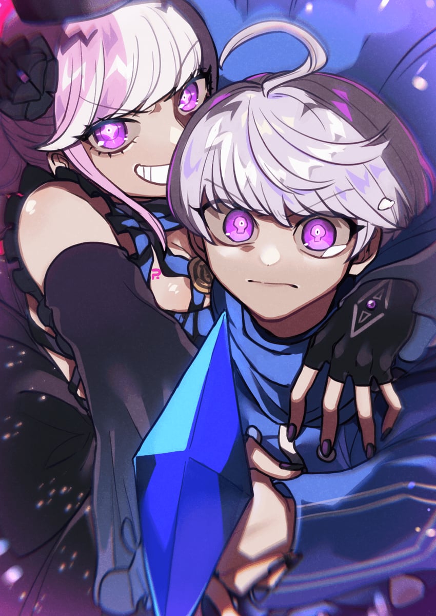 shinigami and yuma kokohead (master detective archives: rain code) drawn by kitada_(rugshot)