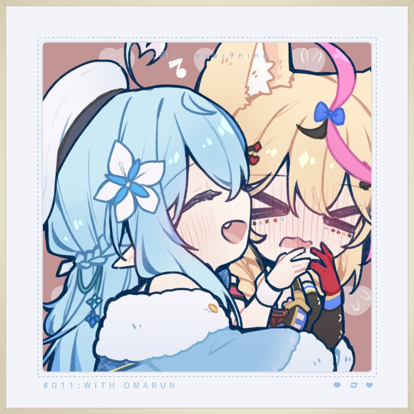 yukihana lamy and omaru polka (hololive) drawn by forever9nine