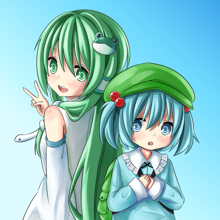 kochiya sanae and kawashiro nitori (touhou) drawn by sabutarein