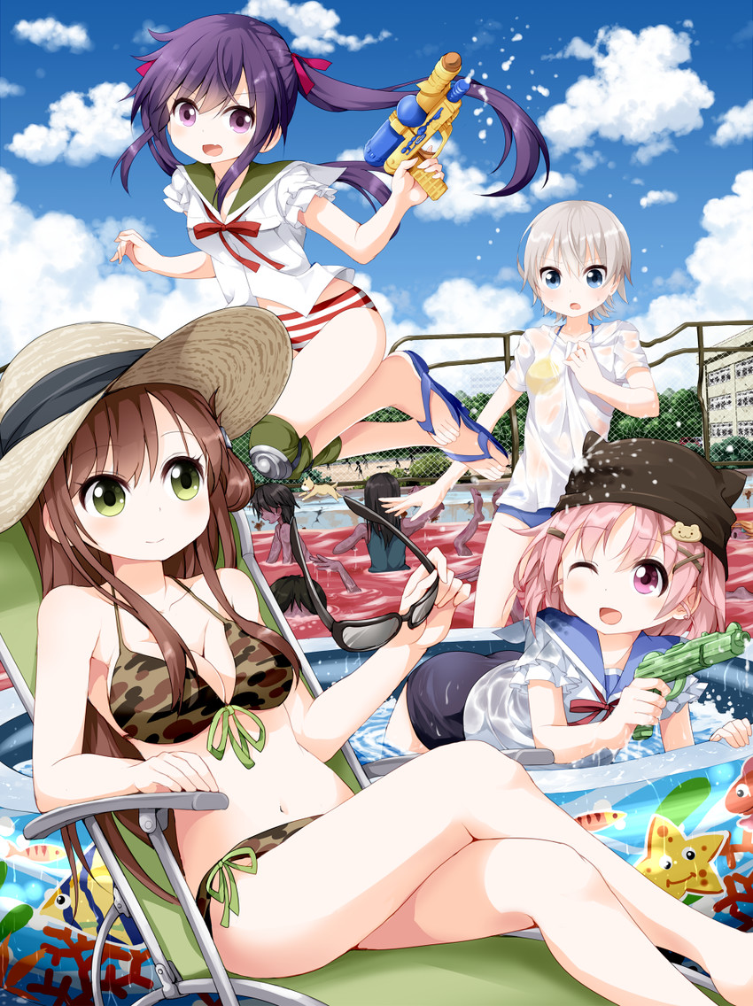 ebisuzawa kurumi, takeya yuki, wakasa yuuri, and naoki miki (gakkou gurashi!) drawn by ruu_(tksymkw)