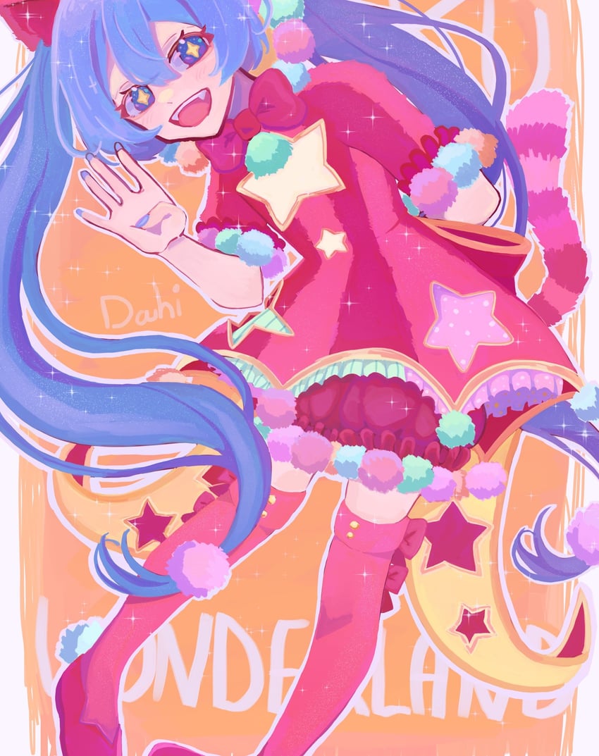 hatsune miku and wonderlands x showtime miku (vocaloid and 1 more) drawn by dahi.da_hi