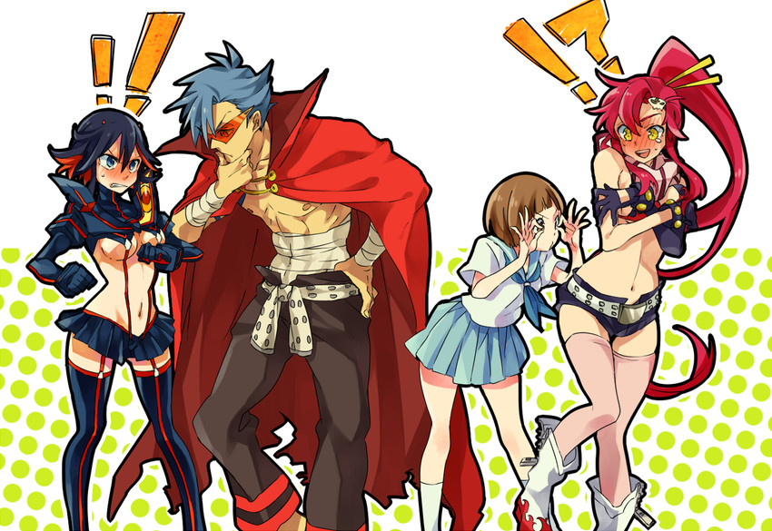 matoi ryuuko, yoko littner, senketsu, mankanshoku mako, and kamina (kill la kill and 1 more) drawn by komamuro