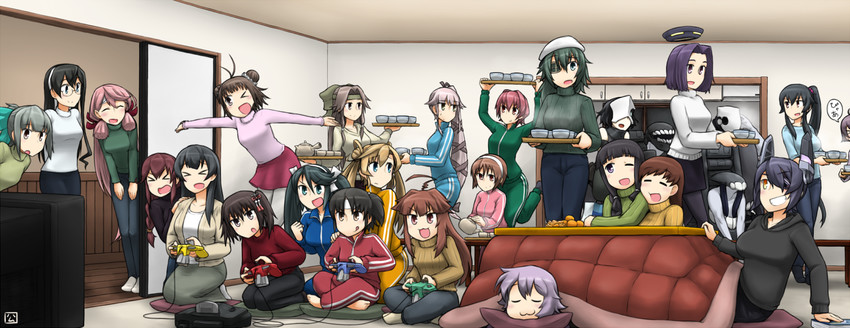 tenryuu, ooyodo, kitakami, tatsuta, sendai, and 23 more (kantai collection and 1 more) drawn by hamu_koutarou