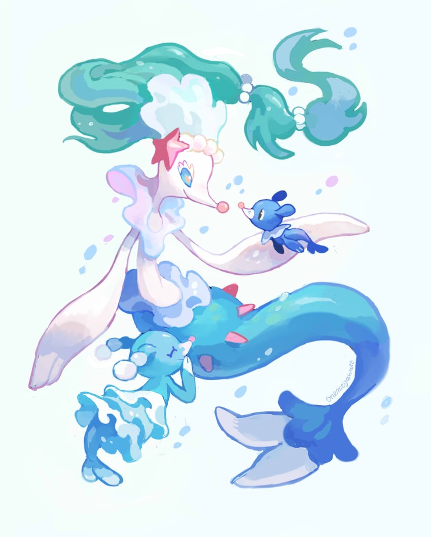 popplio, primarina, and brionne (pokemon and 1 more) drawn by onemegawatt