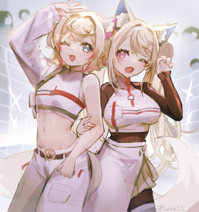 fuwawa abyssgard, mococo abyssgard, ichijou ririka, and juufuutei raden (hololive and 2 more) drawn by sobbi11