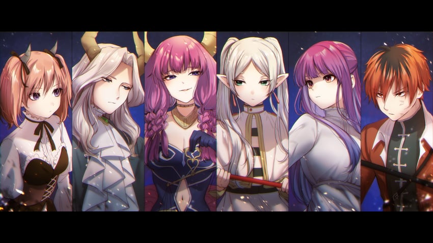 frieren, fern, stark, aura, linie, and 1 more (sousou no frieren) drawn by carrot_(robosquat)