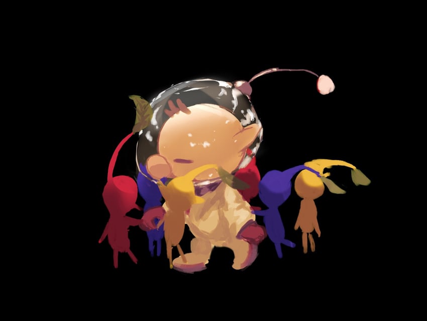 red pikmin, olimar, yellow pikmin, and blue pikmin (pikmin) drawn by niroku_(264)