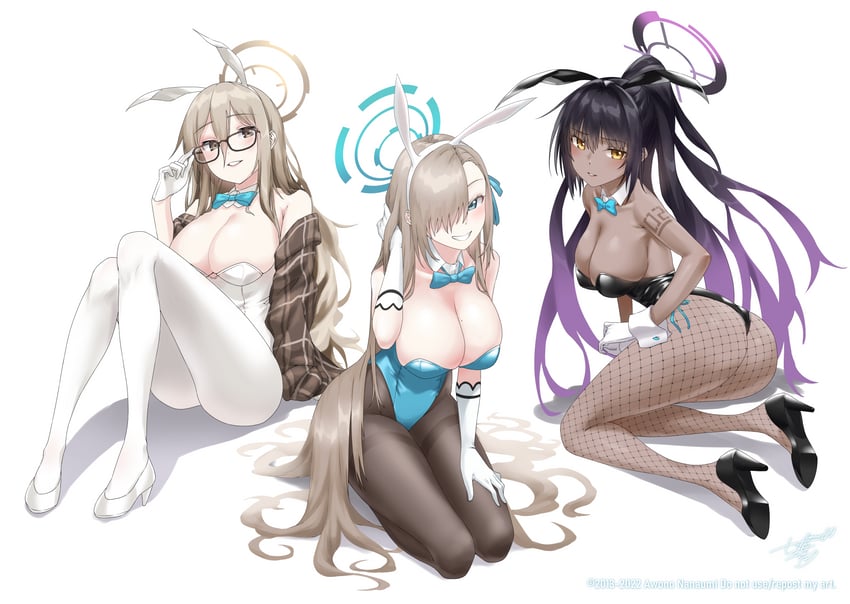 asuna, karin, and akane (blue archive) drawn by awono_nanaumi