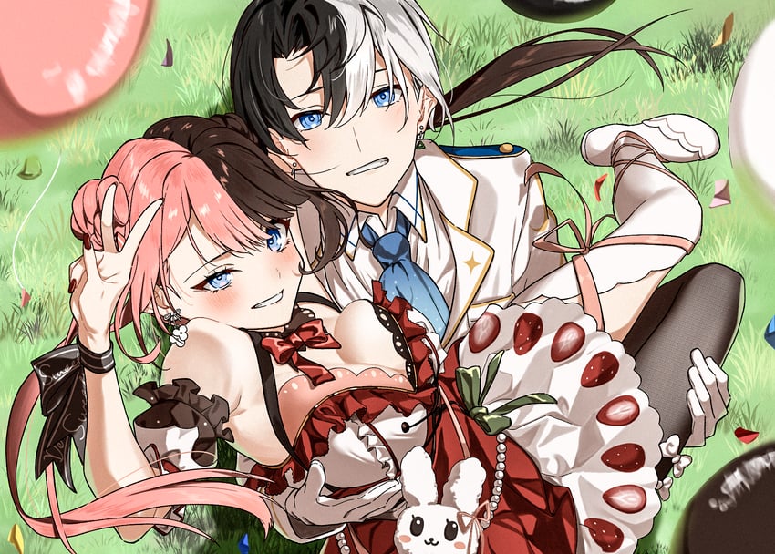 tachibana hinano and kamito (indie virtual youtuber and 2 more) drawn by tawashi_(tawashi324)