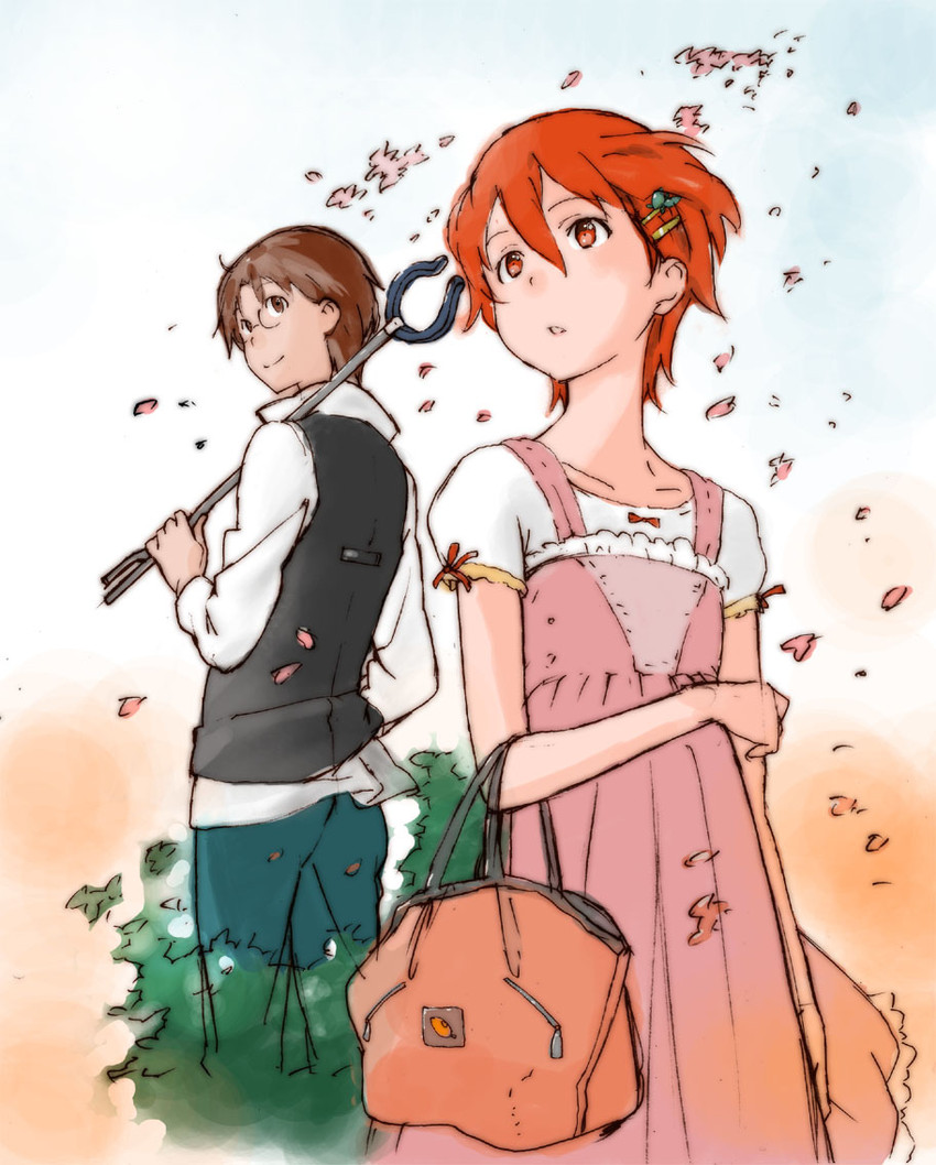 inami mahiru and takanashi souta (working!!) drawn by adachi_shingo