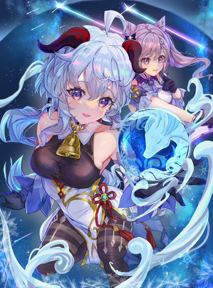 ganyu and keqing (genshin impact) drawn by isuzu_(an_icy_cat)