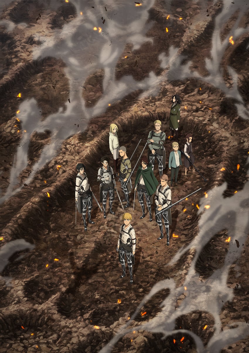 mikasa ackerman, levi, reiner braun, armin arlert, annie leonhart, and 6 more (shingeki no kyojin) drawn by kishi_tomohiro