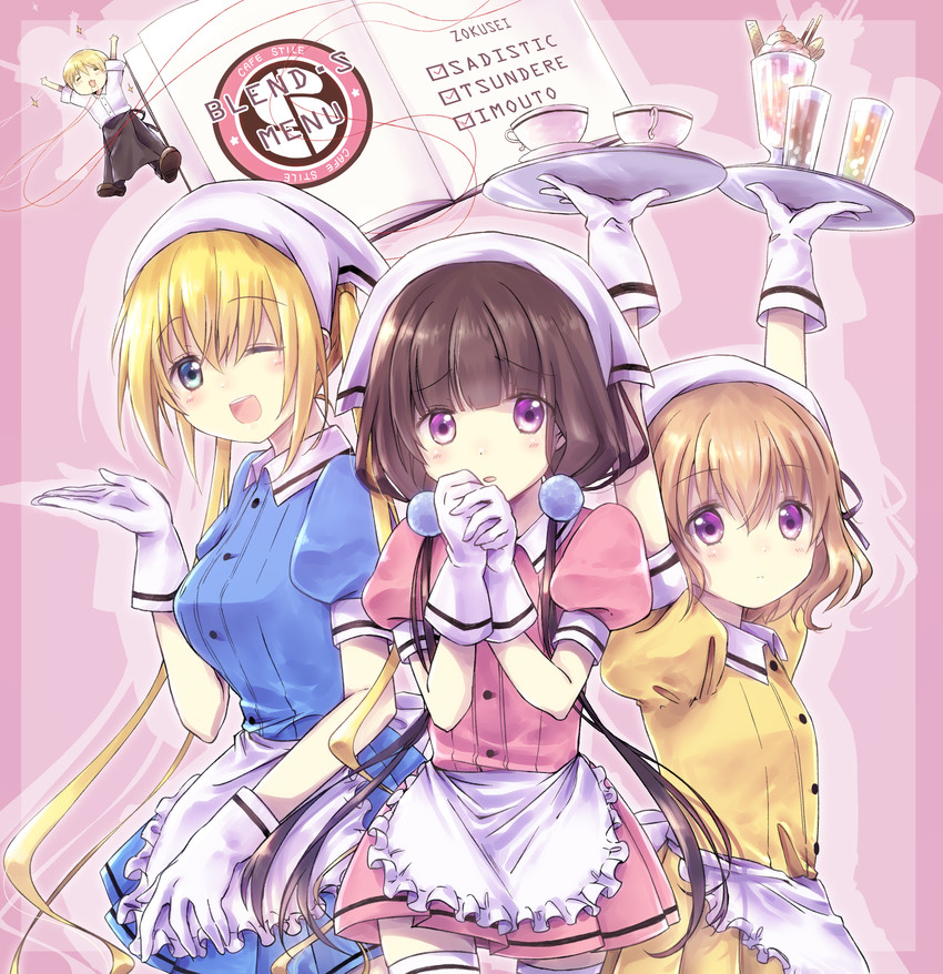 hinata kaho, sakuranomiya maika, hoshikawa mafuyu, and dino (blend s) drawn by nyaa_(nnekoron)