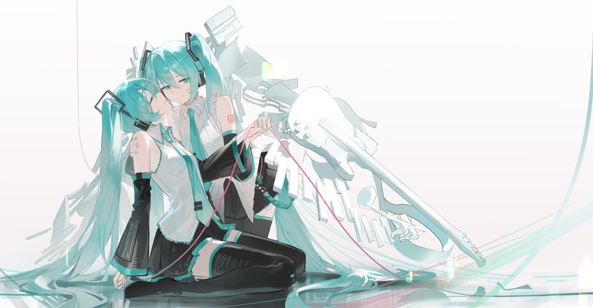 hatsune miku (vocaloid and 1 more) drawn by jiu_ye_sang
