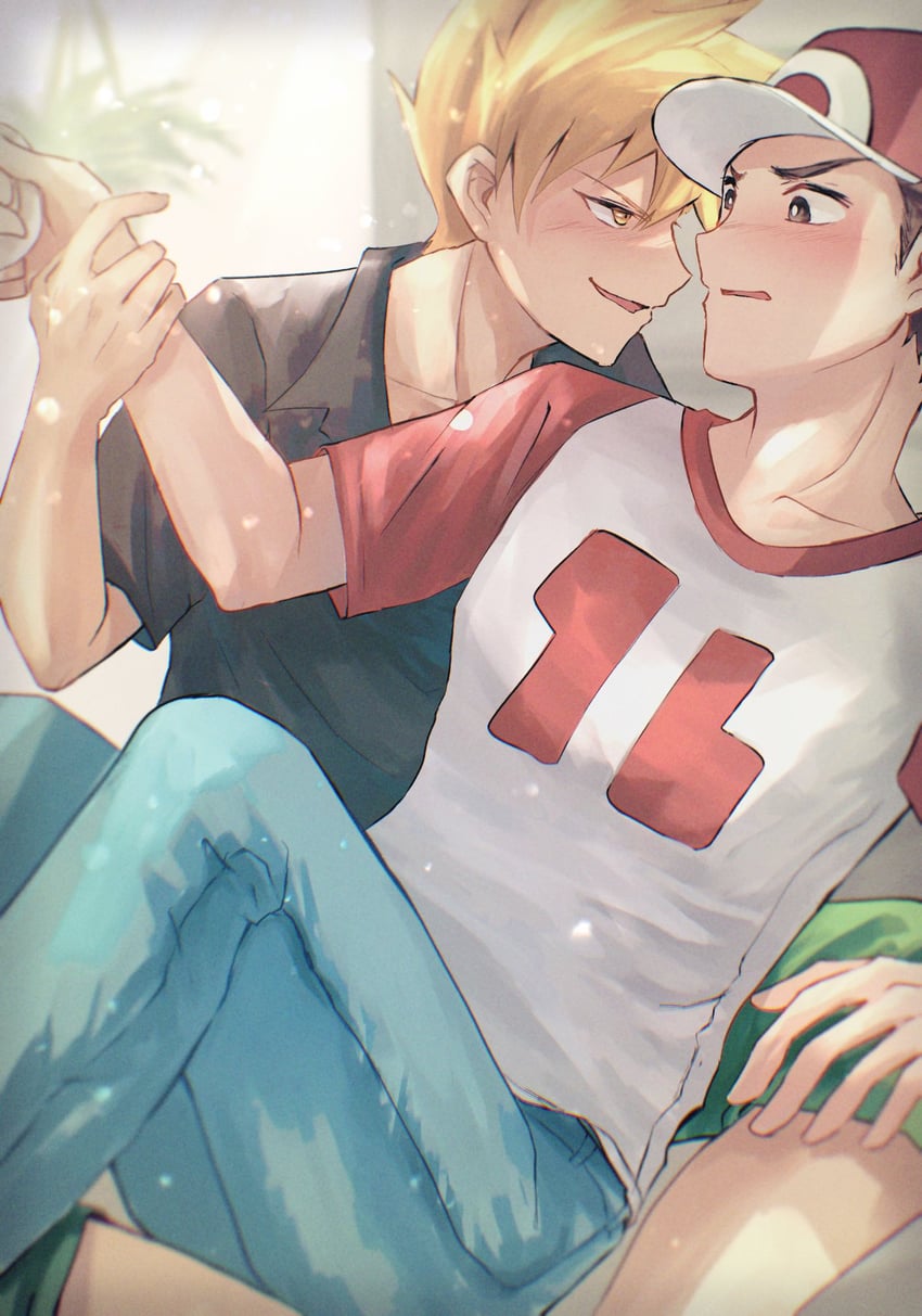 red and blue oak (pokemon and 1 more) drawn by shiruko_(s1ruko)