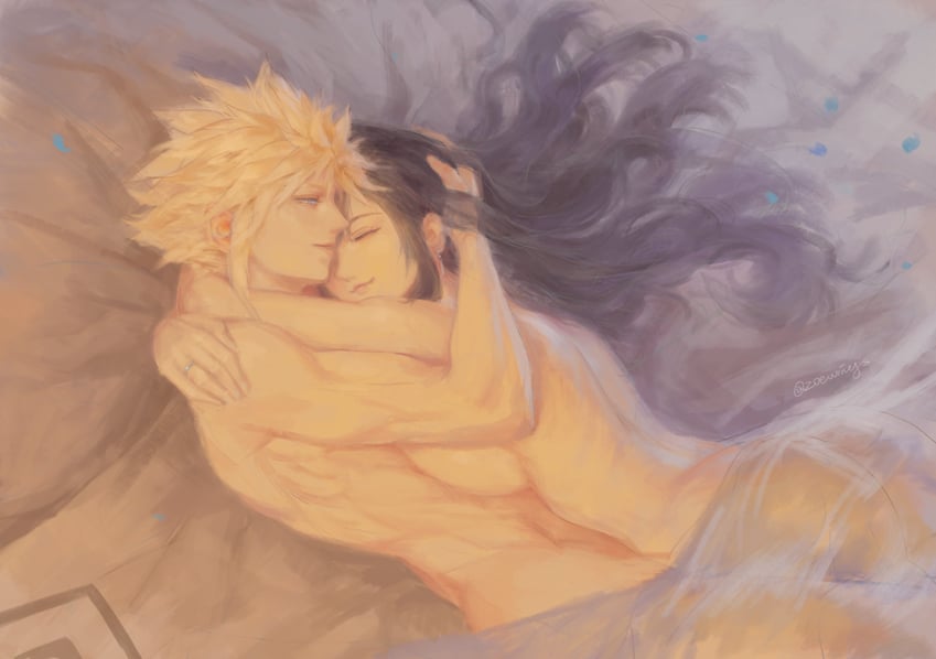 tifa lockhart and cloud strife (final fantasy and 1 more) drawn by zoewingsz